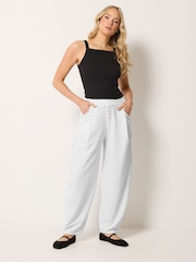 Long Tall Sally White Polkadot Barrel Trousers - Image 2 of 6