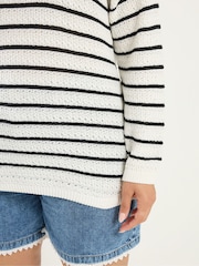 Yours Curve Cream Striped Jumper - Image 4 of 5