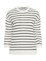 Yours Curve Cream Striped Jumper - Image 5 of 5
