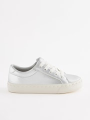 Silver Scallop Detail Lace-Up Trainers - Image 2 of 5