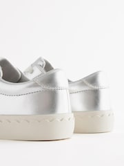 Silver Scallop Detail Lace-Up Trainers - Image 4 of 5