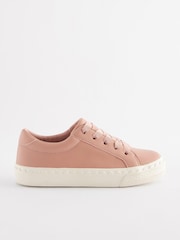 Rose Pink Scallop Detail Lace-Up Trainers - Image 2 of 5