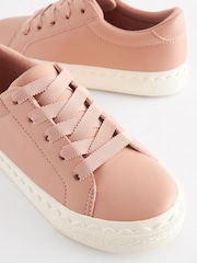 Rose Pink Scallop Detail Lace-Up Trainers - Image 3 of 5