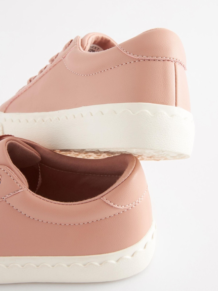 Rose Pink Scallop Detail Lace-Up Trainers - Image 5 of 5