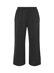 Yours Curve Black Washed Twill Wide Leg Trousers - Image 5 of 5
