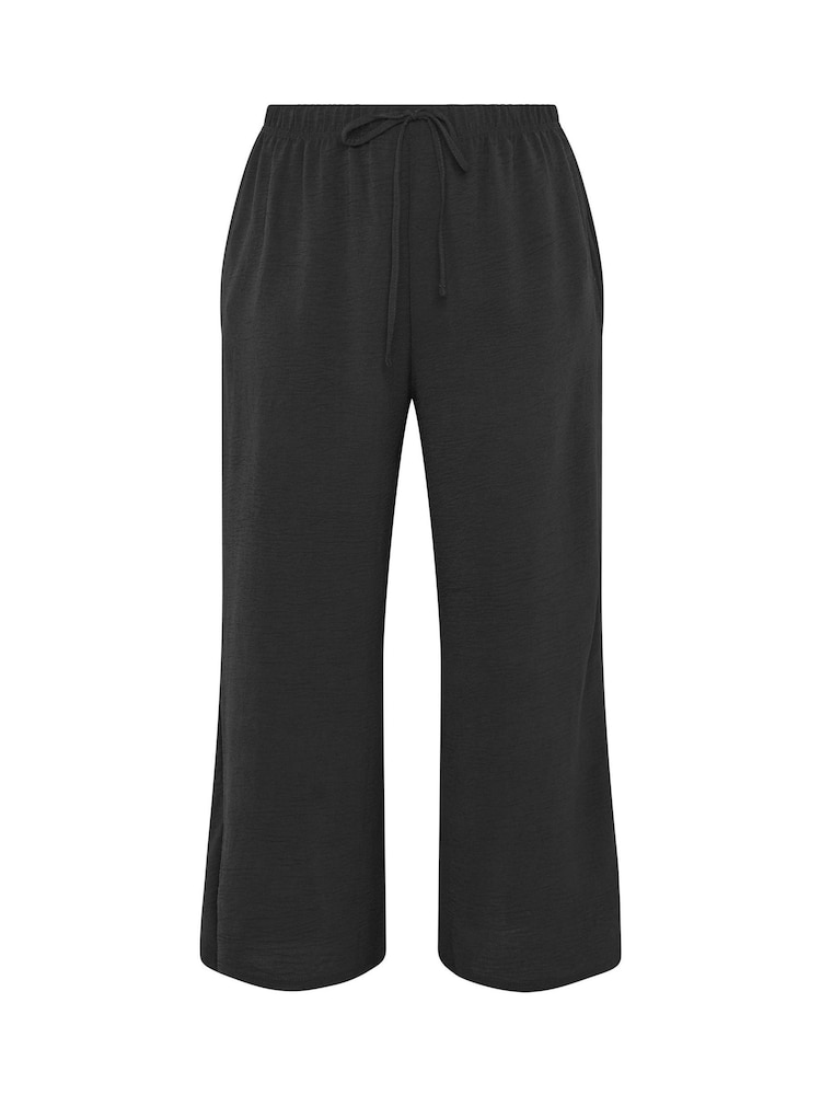 Yours Curve Black Washed Twill Wide Leg Trousers - Image 5 of 5 Yours Curve Black Washed Twill Wide Leg Trousers - Image 5 of 5