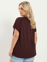 Yours Curve Brown Placement Laser Cut T-Shirt - Image 2 of 6