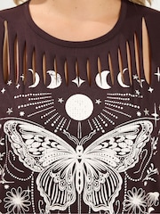 Yours Curve Brown Placement Laser Cut T-Shirt - Image 4 of 6