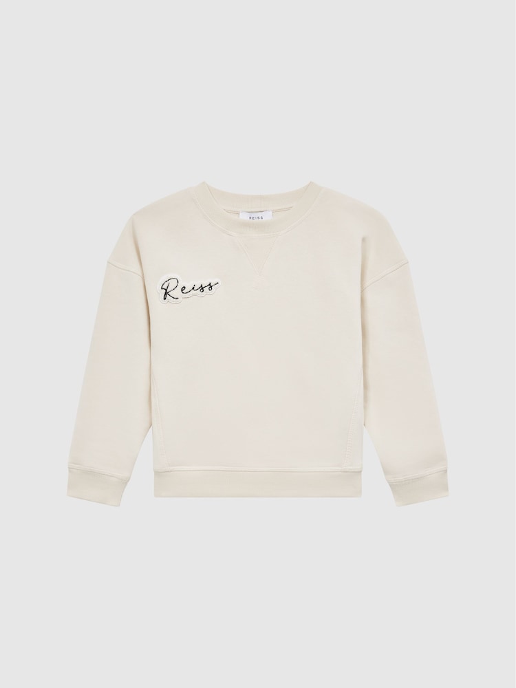 Reiss Oatmeal Natasha Senior Fleece Crew Neck Jumper - Image 2 of 6