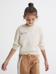 Reiss Oatmeal Natasha Senior Fleece Crew Neck Jumper - Image 3 of 6