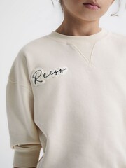Reiss Oatmeal Natasha Senior Fleece Crew Neck Jumper - Image 4 of 6