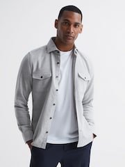 Reiss Soft Grey Miami Twin Pocket Overshirt - Image 1 of 7
