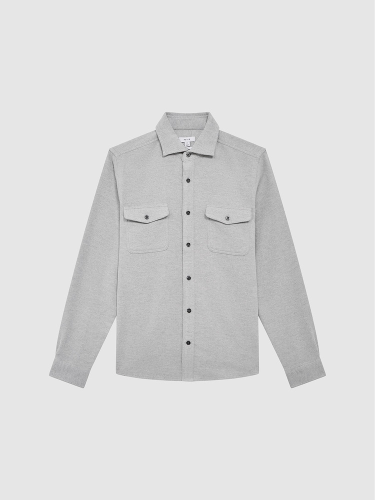 Reiss Soft Grey Miami Twin Pocket Overshirt - Image 2 of 7