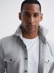 Reiss Soft Grey Miami Twin Pocket Overshirt - Image 4 of 7