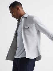 Reiss Soft Grey Miami Twin Pocket Overshirt - Image 6 of 7