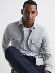 Reiss Soft Grey Miami Twin Pocket Overshirt - Image 7 of 7