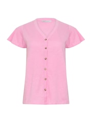 M&Co Pink Button Frill Sleeve Blouse - Image 5 of 5