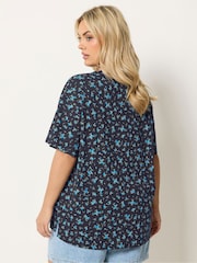 Yours Curve Blue Oversized T-Shirt - Image 3 of 5