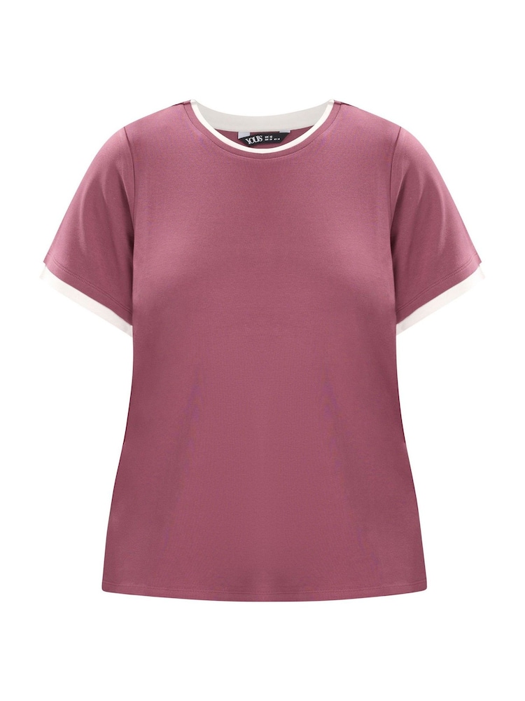 Yours Curve Pink Premium Interlock Ringer T-Shirt - Image 5 of 5