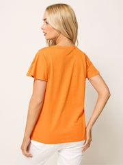 M&Co Orange Button Frill Sleeve Blouse - Image 3 of 5