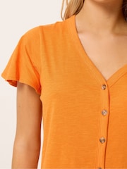 M&Co Orange Button Frill Sleeve Blouse - Image 4 of 5
