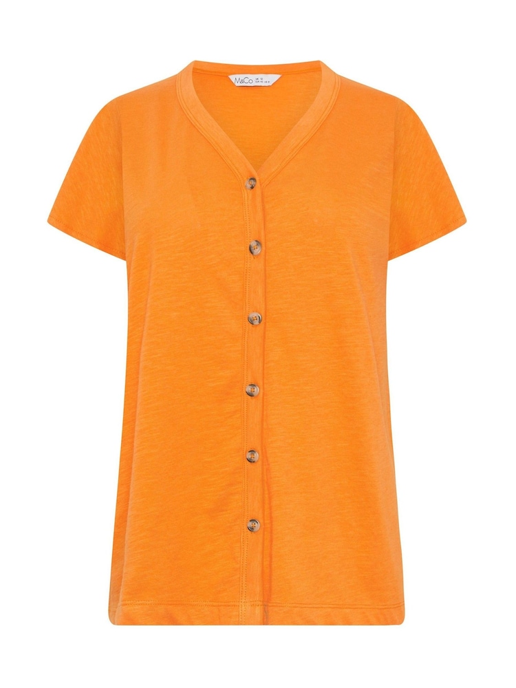 M&Co Orange Button Frill Sleeve Blouse - Image 5 of 5 M&Co Orange Button Frill Sleeve Blouse - Image 5 of 5