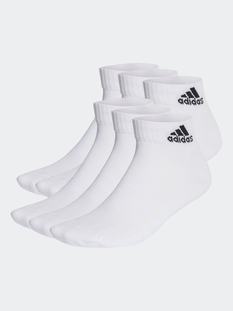 adidas Off White Cushioned Sportswear Ankle Socks 6 Pack - Image 1 of 4 adidas Off White Cushioned Sportswear Ankle Socks 6 Pack - Image 1 of 4
