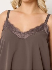 Yours Curve Brown Lace Insert Vest Top - Image 3 of 5