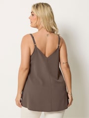 Yours Curve Brown Lace Insert Vest Top - Image 4 of 5