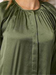 Long Tall Sally Green Button Through Satin Top - Image 5 of 6