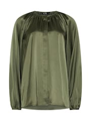 Long Tall Sally Green Button Through Satin Top - Image 6 of 6