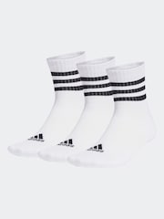 adidas White/Black 3-Stripes Cushioned Sportswear Mid Cut Socks 3 Pairs - Image 1 of 4