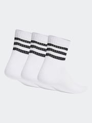 adidas White/Black 3-Stripes Cushioned Sportswear Mid Cut Socks 3 Pairs - Image 2 of 4