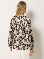 Long Tall Sally Natural Floral Printed Satin Top - Image 3 of 5