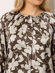Long Tall Sally Natural Floral Printed Satin Top - Image 4 of 5