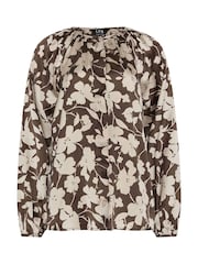 Long Tall Sally Natural Floral Printed Satin Top - Image 5 of 5