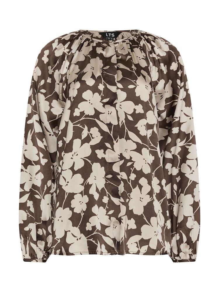 Long Tall Sally Natural Floral Printed Satin Top - Image 5 of 5 Long Tall Sally Natural Floral Printed Satin Top - Image 5 of 5