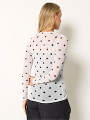 Long Tall Sally White Spotted Mesh Top - Image 3 of 5