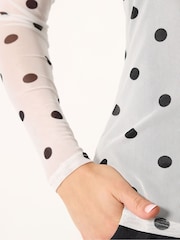 Long Tall Sally White Spotted Mesh Top - Image 4 of 5