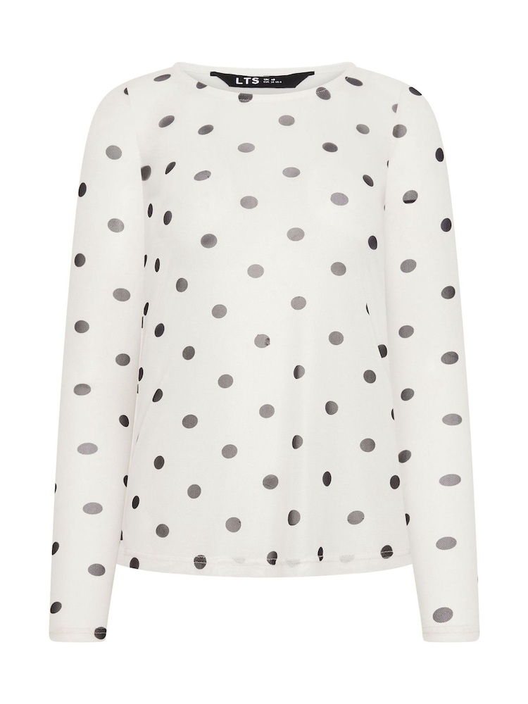 Long Tall Sally White Spotted Mesh Top - Image 5 of 5