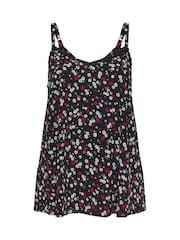 Yours Curve Black Floral Trim Vest Top - Image 5 of 5