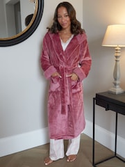 Threadbare Pink Faux Fur Trim Dressing Gown - Image 1 of 4