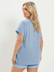 Yours Curve Blue Placement Laser Cut T-Shirt - Image 2 of 6