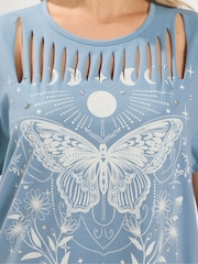 Yours Curve Blue Placement Laser Cut T-Shirt - Image 4 of 6