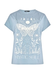 Yours Curve Blue Placement Laser Cut T-Shirt - Image 5 of 6