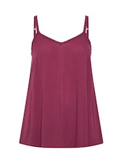 Yours Curve Red Embroidered Floral Trim Vest Top - Image 5 of 5