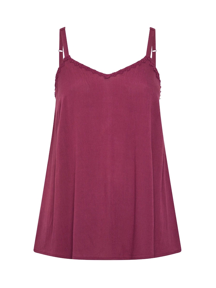 Yours Curve Red Embroidered Floral Trim Vest Top - Image 5 of 5 Yours Curve Red Embroidered Floral Trim Vest Top - Image 5 of 5