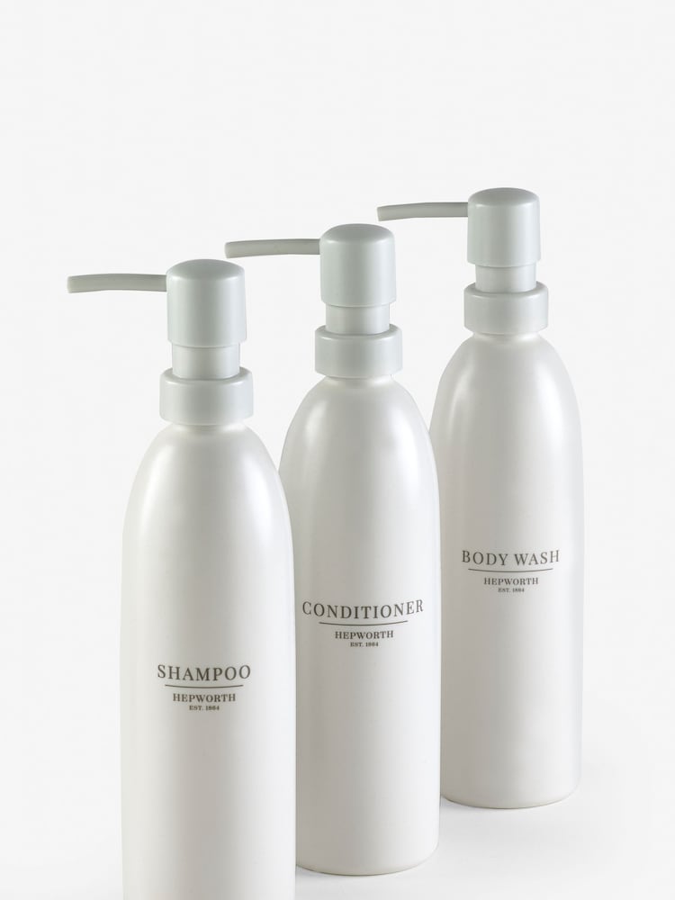 Set of 3 White Harper Gem Reusable Dispenser Bottles - Image 2 of 2 Set of 3 White Harper Gem Reusable Dispenser Bottles - Image 2 of 2