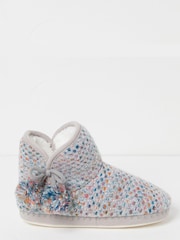 FatFace Grey Sara Knit Slipper Boots - Image 1 of 3