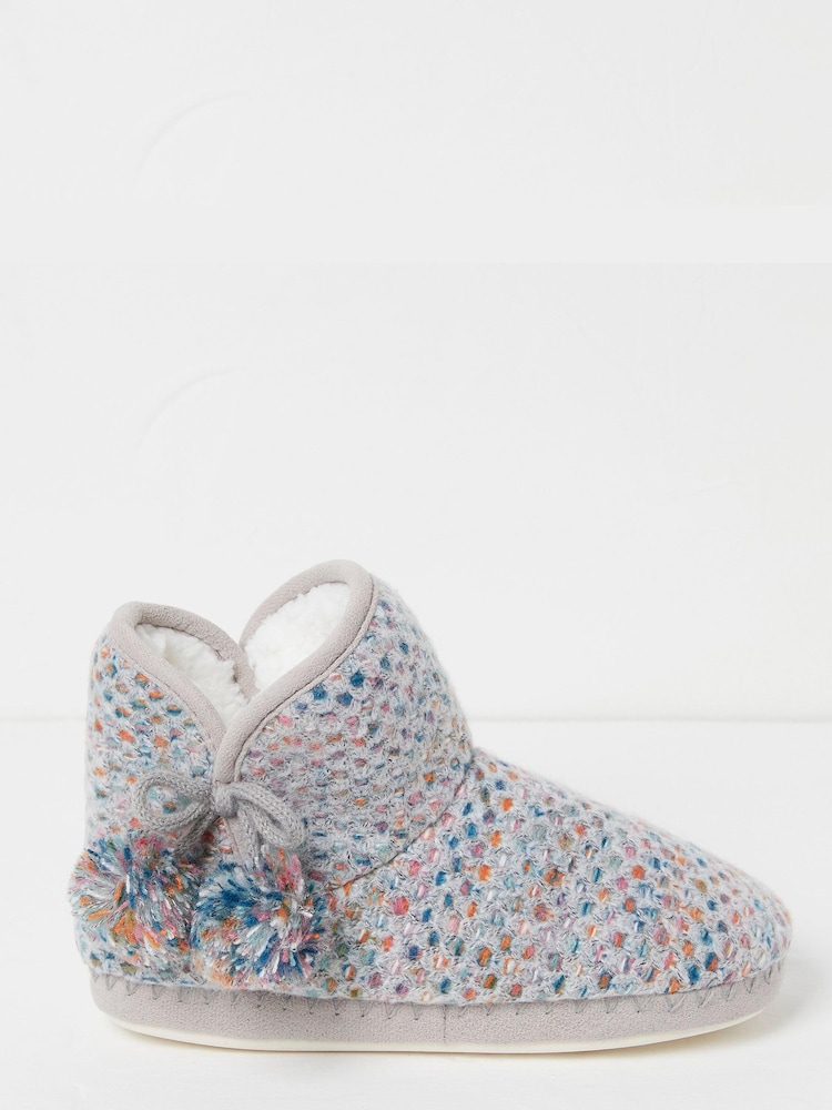 FatFace Grey Sara Knit Slipper Boots - Image 1 of 3 FatFace Grey Sara Knit Slipper Boots - Image 1 of 3